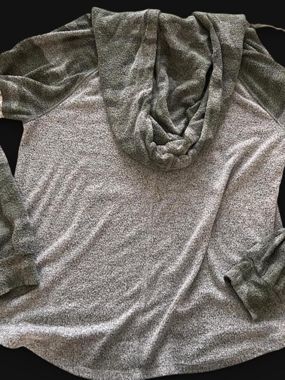 Cozy Women's Hooded Sweater in Heather Gray and Camo